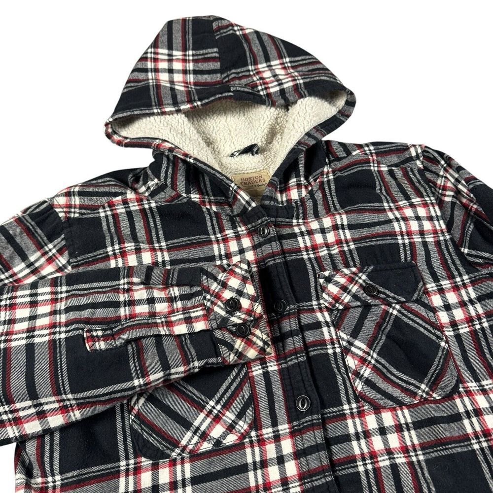 Boston Traders Sherpa Flannel Men's Medium Hooded Jacket Heavyweight Outdoor‎